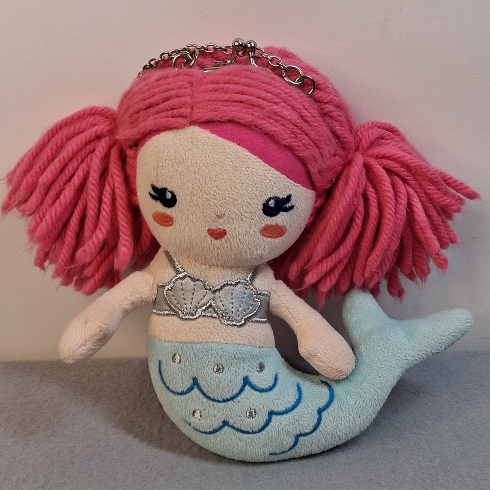 Gymboree Mermaid Plush Coin Purse Pink Yarn Hair Blue Tail 2017
